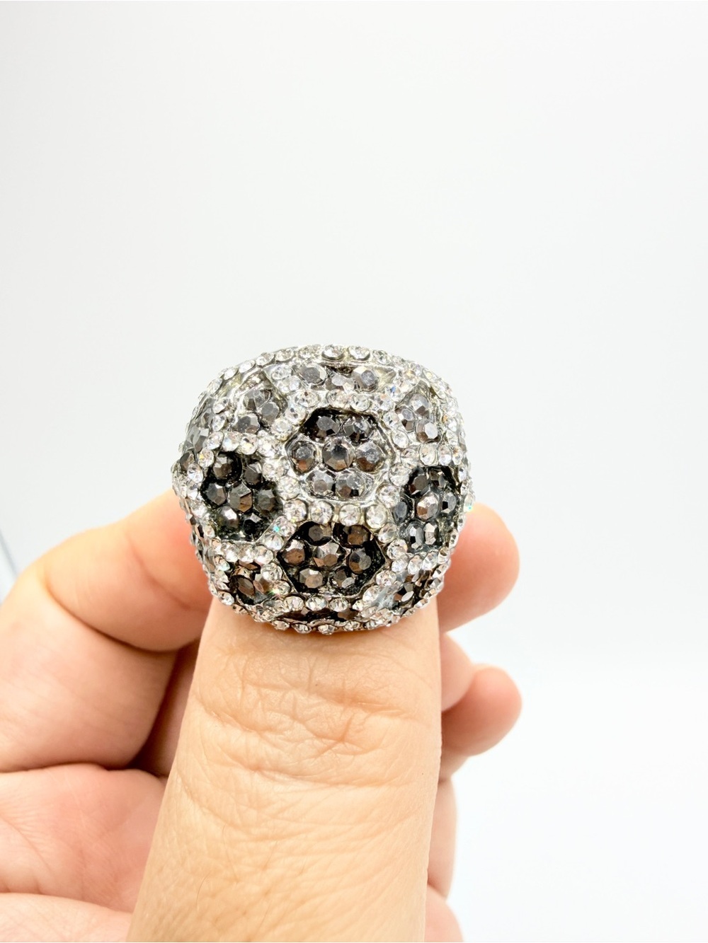 Leopard Crystal Pave Dome Statement Ring – Silver Tone